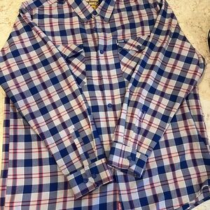 DIXXON Blue, White and Red Plaid Casual Button-Down Shirt